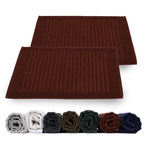 Rinsl Set di tappetini da doccia, in spugna di cotone, 700 g/m², ad asciugatura rapida, lavabile in lavatrice, rosso scuro, colore bordeaux, 50 x 70 cm, confezione da 2 pezzi