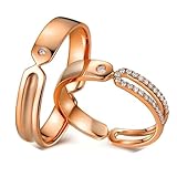 Calefee Anillos de compromiso a juego, anillo de pareja de oro rosa de 9 K/14 K/18 K boda con diamante y moisanita, talla 7 a 30, Dimensioni Personalizzabili, Metal, Moissanita