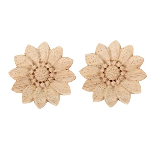 MUXSAM - Juego de 2 pegatinas de madera tallada para decoración de muebles, 8 cm