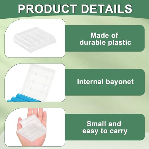 BaZuyunMd 12 Stück Batterie Organizer Box, Batterien Aufbewahrung, Akku Aufbewahrungsbox, Batterie Box Aufbewahrung, Akkubox, Transparentweiß, für die sichere Lagerung Organisation AA AAA Batterien