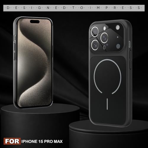 Image of SHINESTAR iPhone 15 Pro Max Case - Premium Shockproof Protective Cover, Wireless Charging Compatible, Slim & Durable Luxury Back Cover with Camera Protection (Black)