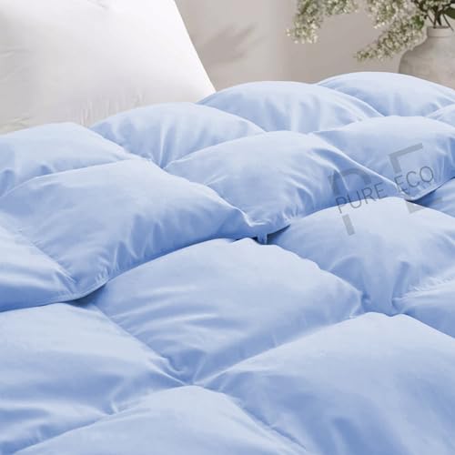 Image of PURE ECO 600 GSM Down Alternative Comforter for Single Size (60 inchX90 inch) - 600 GSM Heavy Winter Comforter /Rajai /Duvet /Blanket Microfiber Super Soft Fluffy for Winter Single Size - Sky Blue Color