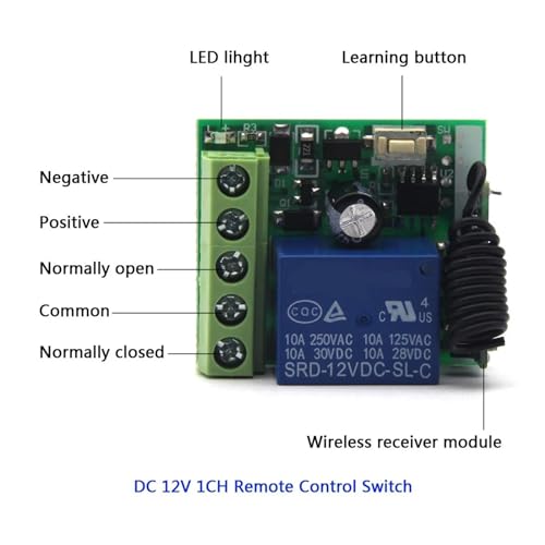 Télécommande avec interrupteur à distance sans fil 433 Mhz et module relais 12V 1CH - 3