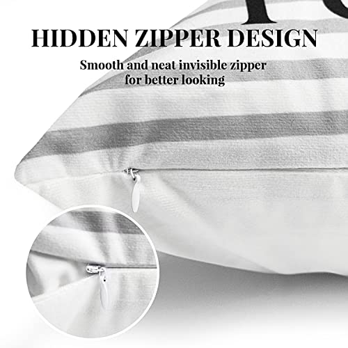 Fall Pillow Covers 18X18 Set Of 4 Pumpkin Throw Pillow Covers Decorative Pillow Covers Thanksgiving Pillow Covers Grey Stripe Autumn Decorations Cushion Case For Couch Sofa Bed #TOP6