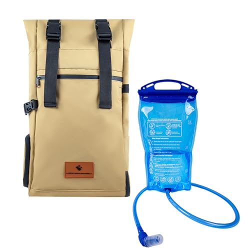 Mochila para fotos de 25L beige impermeable con compartimento portátil