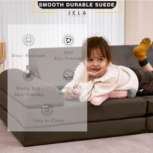 jela Kinder Spielsofa, Kindersofa aus Schaumstoff Bausteine Kindercouch Kindersofa Fancy Spielsofa einen aufregenden Indoor-Spielplatz für das Kinderzimmer (Dark Grey)
