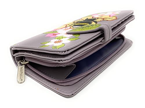 Shag Wear Bumblebee Tattoo Large Insect Wallet for Women and Teen Girls Vegan Faux Vegan Leather 7" Purple4