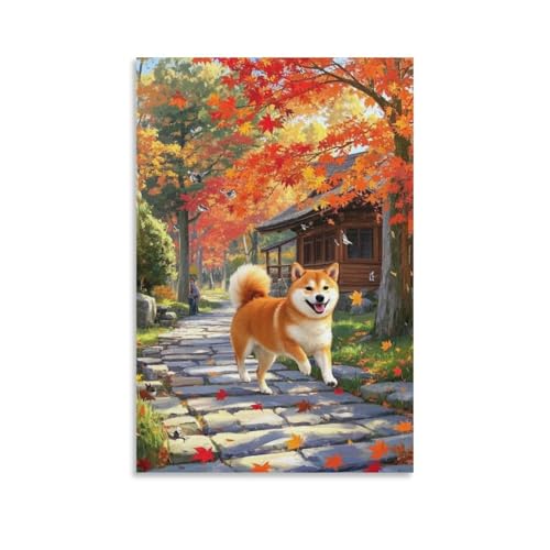 Impresiones lienzo Shiba Inu con colores vivos para decoracion de pared