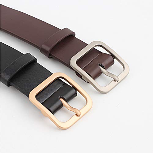 Cinto feminino de couro KESYOO casual totalmente ajustável, Café, prata, 110X3.3CM