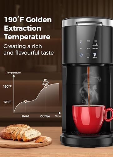 Image of Electactic Single Serve Coffee Maker, 2 in 1 Kcup Pod & Ground Coffee Brewer, 40 Oz Removable Water Tank, 5 Brew Sizes 6-14 Oz, Self-cleaning Fast Heating Coffee Machine for Home Office