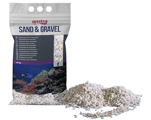 Croci Amtra Gravel NOA - Natürlicher Aquarienkies, Dekoboden, weiße grobe Körnung 2-5 mm, Größe 10KG