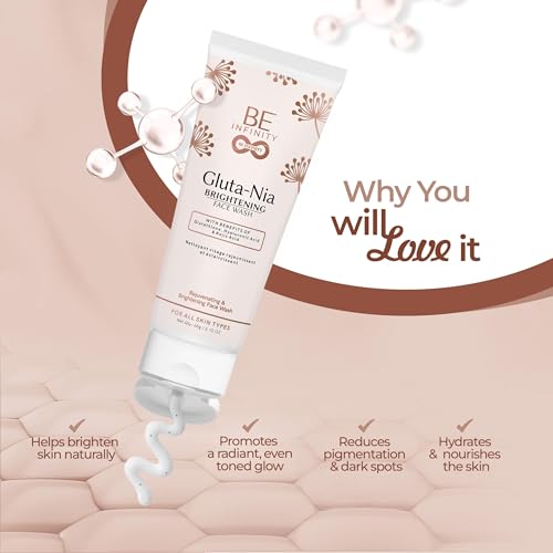 Image of Gluta-Nia Brightening Face Wash | Rejuvenating Cleanser with Glutathione, Hyaluronic Acid & Kojic Acid | Radiance Boosting & Suitable for All Skin Types | 60g Each (Pack of 2)