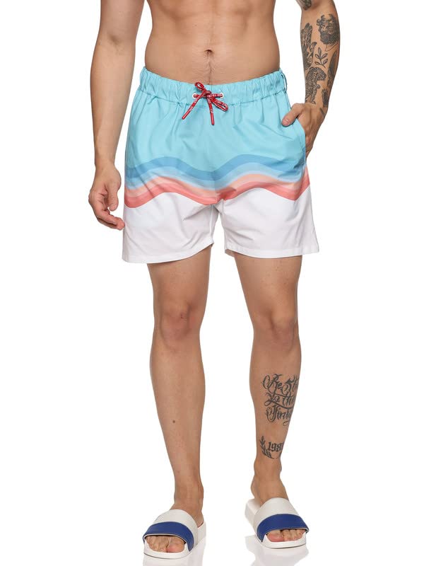 Men's Polyester Trendy Board Shorts 16" (Blue, XL)