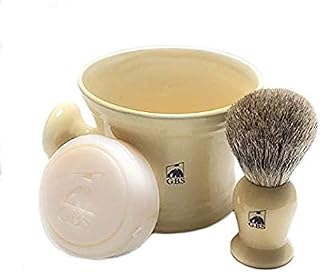 GBS Men's Wet Shaving Set Ivory -3 Piece set - Pure Badger Hair