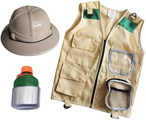 shamjina Kids Explorer Kits Outdoor Adventure Kits Camping and Backyard Kits Accessories Washable Vest Water Jug Kids Camping Gear for Paleontologist