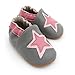 XWANZI Baby Girls Slippers Soft Sole Low Cut First Walkers Grey Pink Cartoon Star Pattern Fashion Cute Baby Slippers 18-24 Months