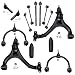 Detroit Axle - 14pc Front Upper & Lower Control Arms, Front & Rear Sway Bars, Inner Outer Tie Rods w/Rack Boots Kit for 2006-2010 Jeep Commander - [2005-2010 Jeep Grand Cherokee ex.SRT]