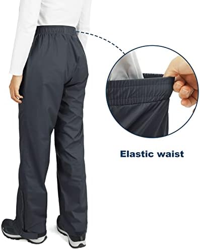 Outdoor Ventures Regenbroek voor dames, waterdicht, ademend, gevoerd, winddicht, opvouwbaar, lichte softshellbroek voor wandelen, fietsen, blauw, 42