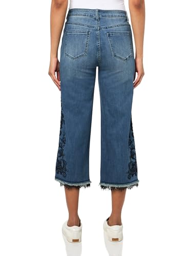 John Mark Women's Five Pocket Pant with Embroidered Sides and Lace Hem Details2