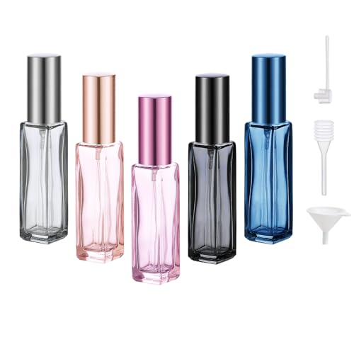 5pcs Portable Perfume Travel Refillable, 10ml Glass Perfume Bottles Empty, Leakproof for Cologne Bottle Refillable, Perfume Atomizer Travel With Perfume Decanter Kit