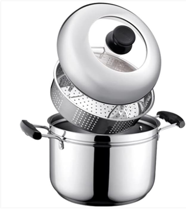 Household Large Stainless Steel layer Cooking Soup Pot, Double-layer Steamed Buns and Buns, Induction Cooker Steamer