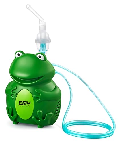 E.M.Y. Design MISTER FROGGY Aerosol per Bambini e Adulti, Dotato di un Potente Compressore per un Trattamento Veloce. Due Mascherine Ergonomiche e Set Completo di Accessori Incluso. Per tutte le età