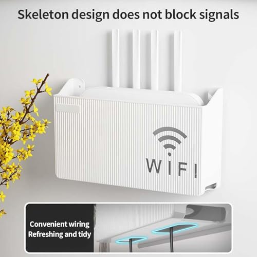 1-Teilige Router-Aufbewahrungsbox, Ausgestattet Mit 3 M Kleber Und Schrauben, Wandmontierte Aufbewahrungsbox, Innendekorations-Aufbewahrungsregal, Wandmontiertes Wohnzimmer-Aufbewahrungsregal