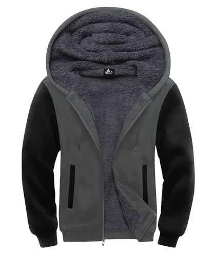 Image of SCODI Hoodies for Men Heavyweight Fleece Sweatshirt Zip Up Thick Jacket