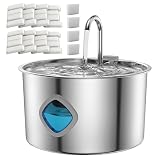 Pawira Water Fountain for Cats, with 10 Filters - Silent Pump, Dog & Cat Water Fountains, 3.2L / 108oz with Water Window (Water Fountain + Filter * 10)