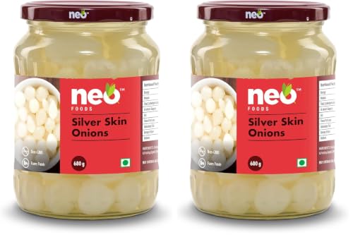 Image of Neo Silver Skin Onions 680g I Sirka Onion I 100% Plant Based & Natural I Ideal for Cocktail and as Side Dish for Snacks I (Pack of 2)