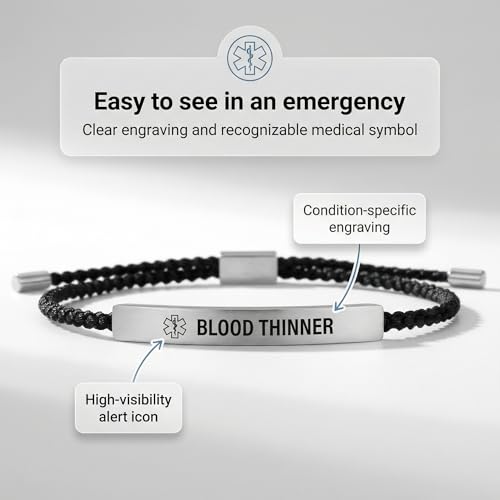 Blood Thinner Bracelet for Women, Medical Alert ID, Anticoagulant Jewelry by Brigada Sales - Image 5