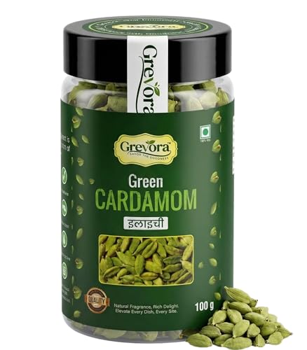 Image of Grevora Premium Kerala Idukki Green Cardamom (Elaichi) 100g | Large 8+ mm Bold Pods | Handpicked, Naturally Aromatic & Premium Quality Spice | Fresh Whole Elaichi for Tea, Sweets, Desserts & Indian Cooking