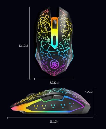 TukeSM Six-Button Rechargeable Wireless Crack Glowing Computer Gaming Mouse (Gaming Dual-Mode Charging Model-Black) — view 7