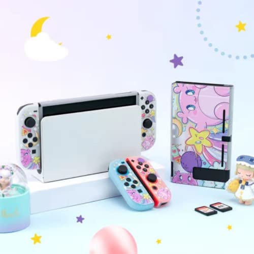 ENFILY Cute Kirby Case Compatible with Nintendo Switch, Dockable Case Cover, Ergonomic Soft TPU Grip