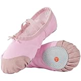Hixingo Zapatillas Media Punta Ballet Mujer, Zapatillas de Ballet Mujer Tela Zapatos de Baile Split Gomas de Sujeción Precosidas para Práctica de Baile (44,FB23 Rosa)