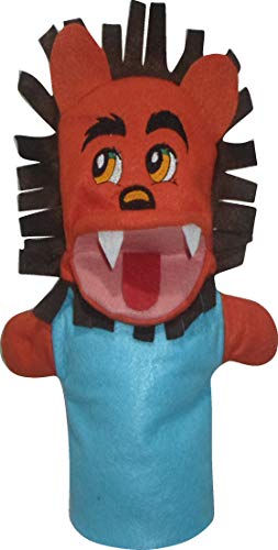 FANTOCHE DE MÃO LEÃO ANIMAL SELVAGEM - MED APROX. 26X14 CM - TIA PAULA FANTOCHES (AZUL, 26)
