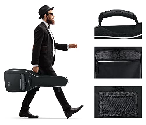 Rocktile Housse pour guitare classique 1/2 – rembourré avec bretelles (noir) - Les Beatles, Paul McCartney, John Lennon, RIngo Starr, George Harrison Rocktile Housse pour guitare classique 1/2 – rembourré avec bretelles (noir) – Image 3