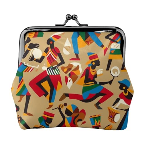 Pu Leather Buckle Coin Purse African-Playing-Instruments Girls Kiss-Lock Change Purse Wallets