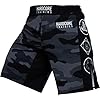 Hardre Training Night Camo 2.0 Fight Shorts Men's Boxing MMA mbat BJJ Grappling Fitness Muay Thai Kickboxing No Gi (3X-Large), Black Grey