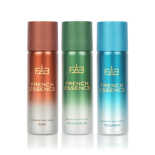 Image of FRENCH ESSENCE Deo Combi Pack Triumph, Oud & Recharge Deo Body Spray 50Ml Each For Men Deodorant Spray - For Gents