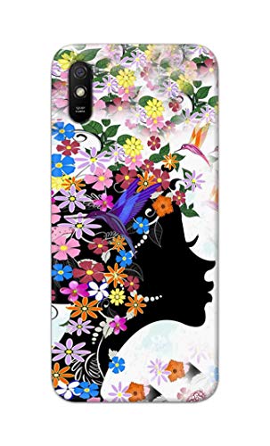 Image of Printed Hard Back Cover Case for Mi Redmi 9A | Mi Redmi 9AT | Mi Redmi 9A Sport Back Cover (Floral Hairstyle Girl) -1803