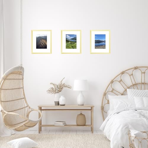 Image of 8x10 Picture Frame Gold with 5x7 Mat for Wall Hanging or Tabletop, Display Photo 5x7 with Mat or 8x10 without Mat, 8 by 10 Wall Gallery Poster Photo Frame with Shatter Resistant Plexiglass, Gold