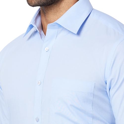 Image of Raymond Men's Slim Fit Pure Cotton Structure Pattern Semi Cutaway Collar Full Sleeve Formal Shirt