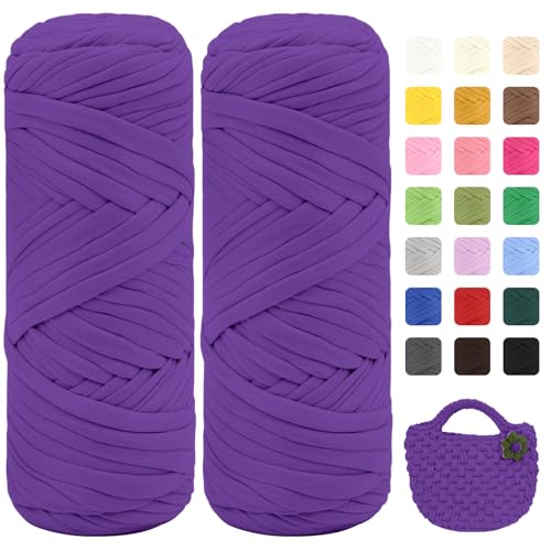 Maxee 400g T-Shirt Garn – 2 er Pack (je 200g/75m), Weiches Beilaufgarn zum Häkeln & Stricken – Farbintensiv & pflegeleicht, Ideal für Häkeltaschen/Körbe/Teppiche DIY Projekte, Handarbeiten und Deko