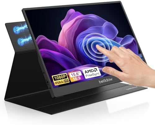 Bettdow Monitor Portatil Touchscreen 15,6'', FHD 1080P Monitor Po...