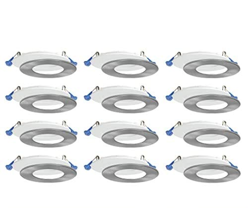 Nadair SL4-900-12WH3KBN 12 Pack 4" Ic Rated Dimmable Ultra Recessed Junction Box, 12W, 900 Lumens, 3000K Warm, White & Brushed Finish LED Slim Panel Light, Round, White and Brushed Nickel
