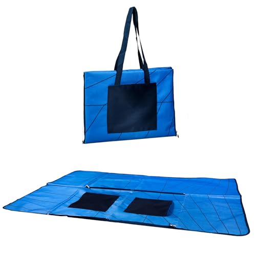 3-in-1 Picnic Blanket with Shoulder Strap – Folds into Canvas Bag with 3 Large Pockets – Waterproof Oxford Outdoor Mat 55