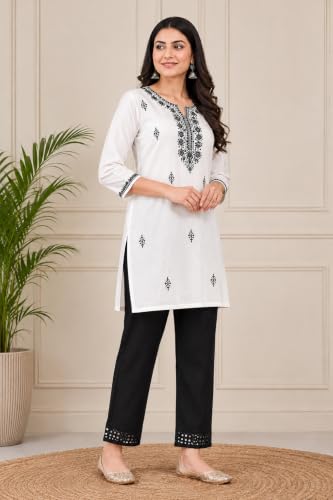 Image of NIRVII Women's Rayon Designer Straight Kurti Pant with Stylish Cutwork Hem | Comfortable Regular Fit Trousers