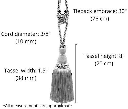 DÉCOPRO Noblesse Collection Elegant Curtain & Drapery Tassel Tieback Tassel Length 8" (20cm) 30" Spread (76cm) (Style# TBH8) Island Breeze Blue #5939 (Silver Blue Gold Off White) Individually Sold - Thumbnail 3