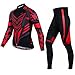 Triathlon Herren Radsportbekleidung Sets Langarm Radsport Jeresys Sets Rennrad Bekleidung 4D Hosen Gepolsterte Radjacke Outfit (Color : Red, Size : Large)